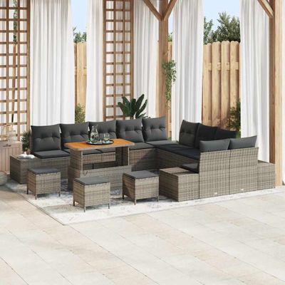 vidaXL Súprava záhradných pohoviek 14 ks Sivá polyratan