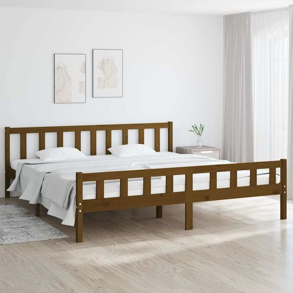 vidaXL Posteľný rám, medový, drevený masív 180x200 cm, Super King