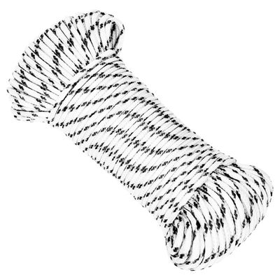 vidaXL Pletené lodné lano biele 4 mm x 25 m polyester