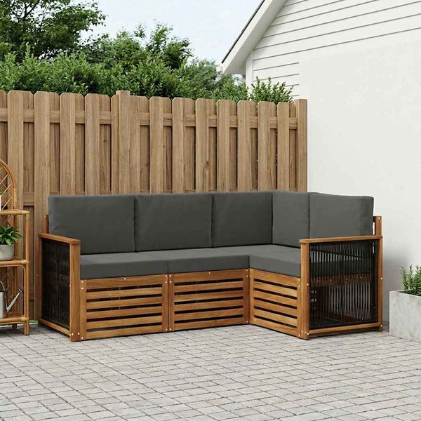 vidaXL Súpravy pohoviek s vankúšom 4 pcs Pevné akáciové drevo