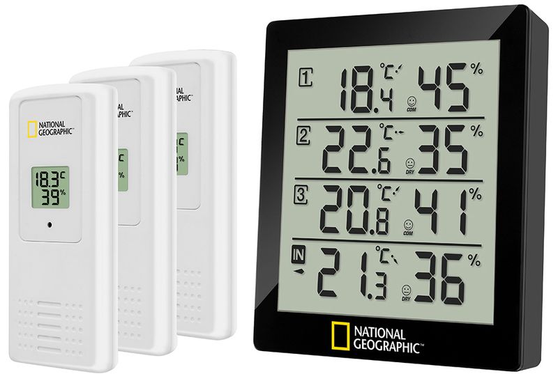Termohygrometer Bresser National Geographic 4 výsledky merania, čierna
