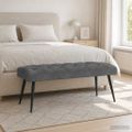 vidaXL Lavica s gombíkovým prešívaním Tmavosivá 110 x 40 x 46 cm Zamat