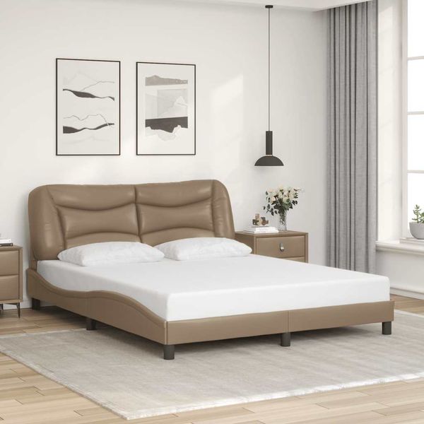 vidaXL Rám postele bez matraca Hvar kapučínový 160x200 cm umelá koža