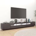 vidaXL TV skrinka s LED svetlami lesklá sivá 260x35x40 cm