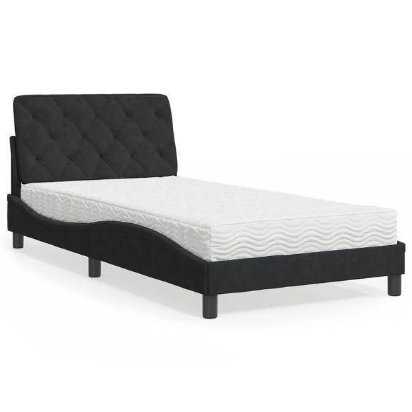vidaXL Posteľ s matracom čierny 100x200 cm zamat