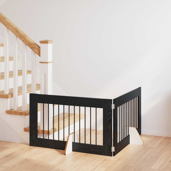 vidaXL Brána pre psov so stojanmi 2 pcs Čierny dub 100 x 60 cm