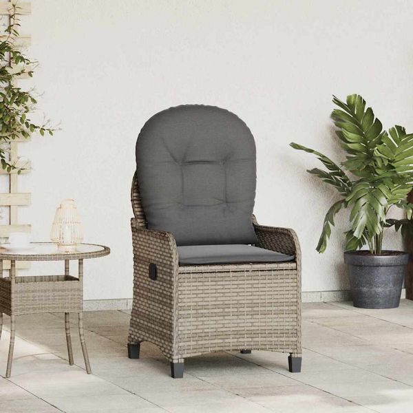vidaXL Polohovacie kreslo s vankúšom Sivá 56 x 66 x 95 cm polyratan