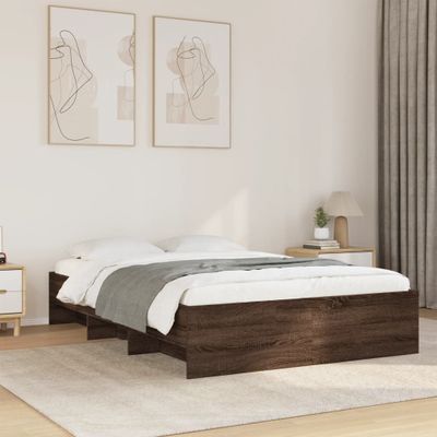 vidaXL Posteľný rám hnedý dub 135x190 cm kompozitné drevo