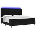 vidaXL LED box s pružinami s matracmi Čierna 200 x 200 cm látka