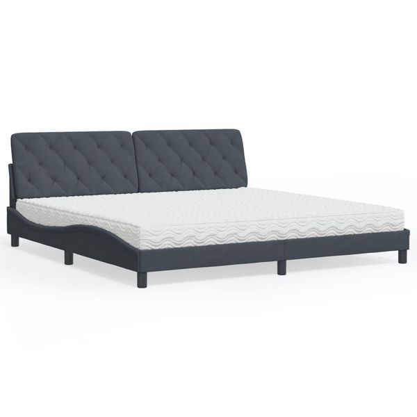 vidaXL Posteľ s matracom tmavosivý 200x200 cm zamat