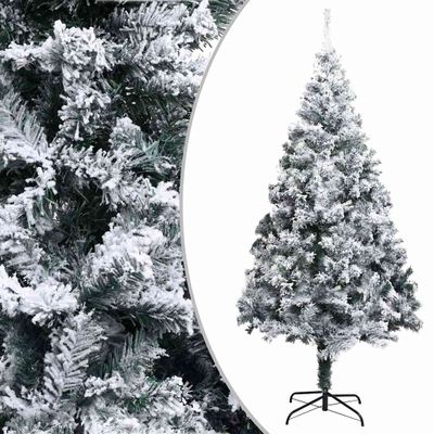 vidaXL Umelý vianočný stromček, zasnežený, zelený 180 cm, PVC