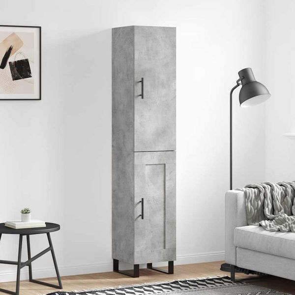 vidaXL Vysoká skrinka betónová sivá 34,5x34x180 cm spracované drevo