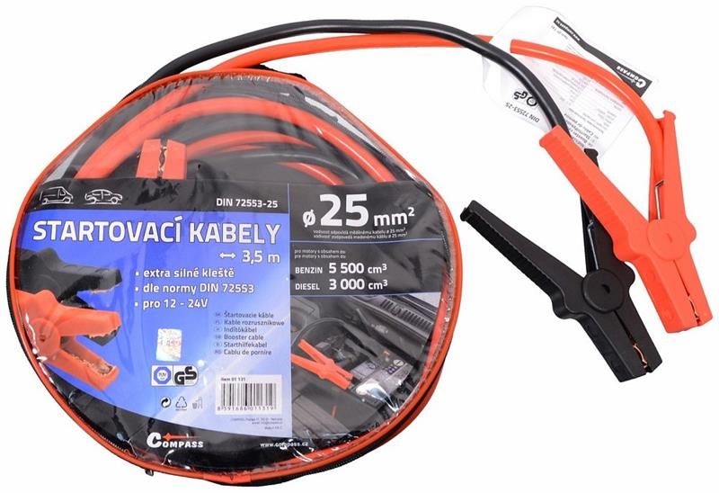 Startovacie káble 25 dĺžka 3,5 m TÜV/GS DIN72553