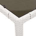 vidaXL Záhradný stôl so sklenenou doskou biely 150x90x75 cm polyratan