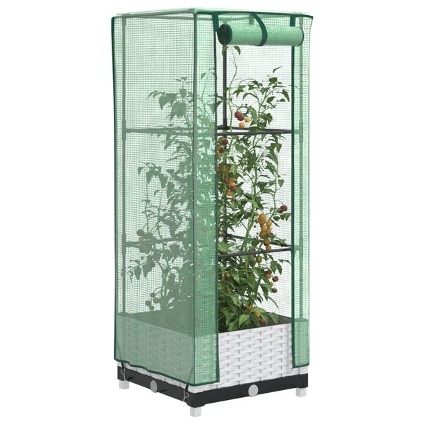 vidaXL Záhon s krytom na skleník ratanový vzhľad 40x40x123 cm