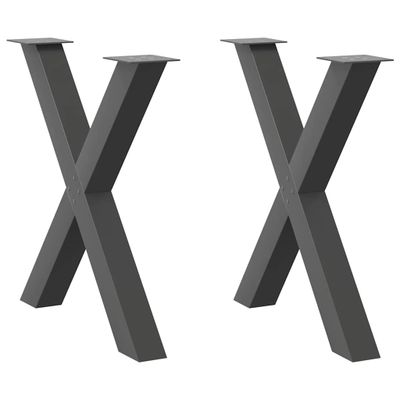 vidaXL Nohy k jedálenskému stolu v tvare X, 2 ks, antracitové, 70 x (72-73) cm, oceľ