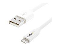 Startech 1m (3ft) White Apple 8-pin Lightning Connector to USB Cable for iPhone / iPod / iPad - Charge and Sync Cable - 1 meter (USBLT1MW) - Kábel Lightning - Lightning s pínmi (male) do USB s pínmi (male) - 1 m - dvojnásobne tienený - biela - pre P/N: KITBXAVHDPEU, KITBXAVHDPNA, KITBXAVHDPUK, KITBXDOCKPEU, KITBXDOCKPUK, KITBZDOCK