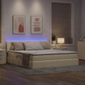 vidaXL LED úložná posteľ s matracom Krémová 180 x 200 cm Látka