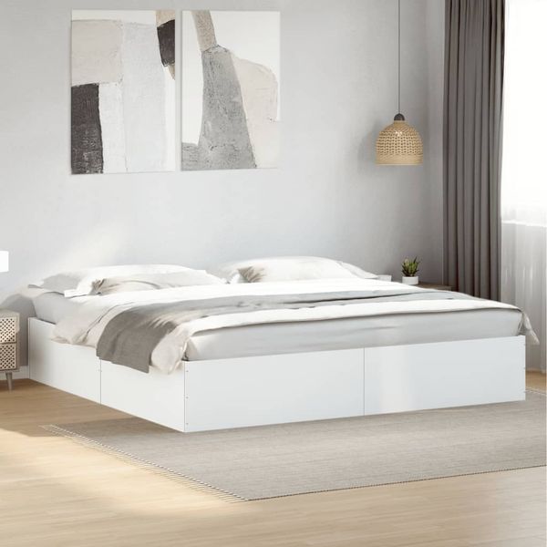 vidaXL Posteľný rám biely 200x200 cm kompozitné drevo