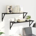 vidaXL Stenné police Nástenná montáž 2 ks Čierny dub 80 x 25 x 25,5 cm