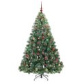 vidaXL Umelý vianočný stromček s 300 LED-i Zelená 180 cm PE a PVC