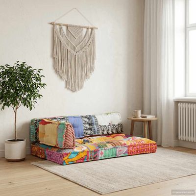 vidaXL Podložka na paletovú sedačku, farebná, látka, patchwork
