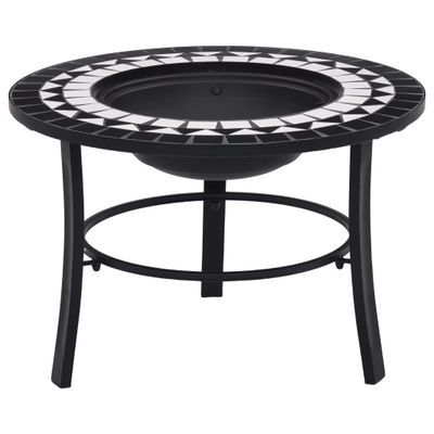 vidaXL Mozaikové ohnisko, čierno biele 68 cm, keramika
