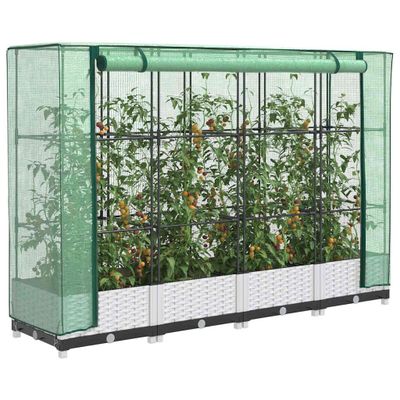 vidaXL Záhon s krytom na skleník ratanový vzhľad 160x40x123 cm