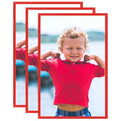 vidaXL Fotorámiky na stenu alebo stôl 3 ks červené 28x35 cm MDF