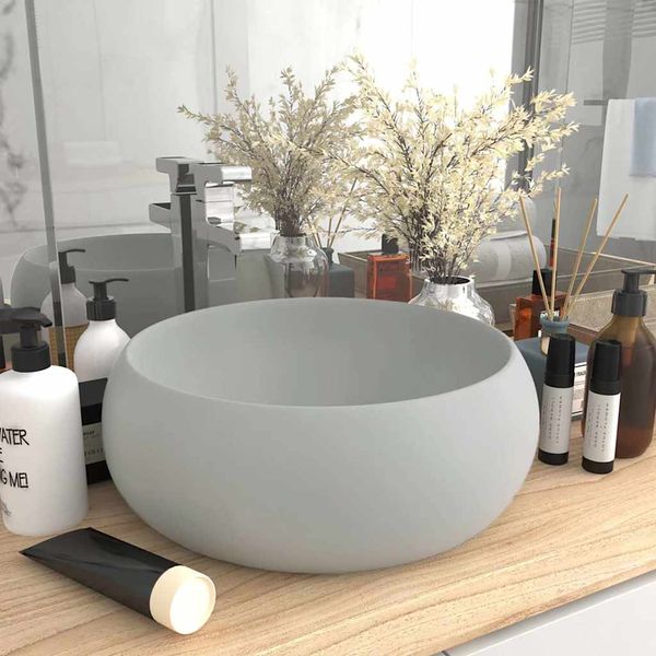 vidaXL Luxusné umývadlo, okrúhle, matné svetlosivé 40x15 cm, keramika