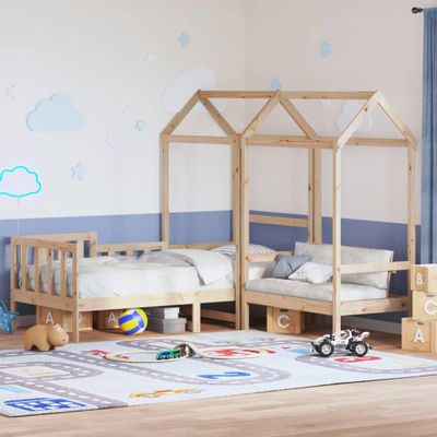 vidaXL Sada postele a lavice so strieškou 90x190 cm masívna borovica