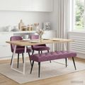 vidaXL Lavica s gombíkovým prešívaním Fialová 110 x 40 x 46 cm Zamat