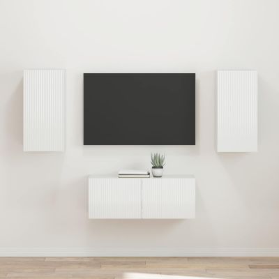 vidaXL Zostava TV skriniek 2 pcs Vysoký lesk bielej Kompozitné drevo