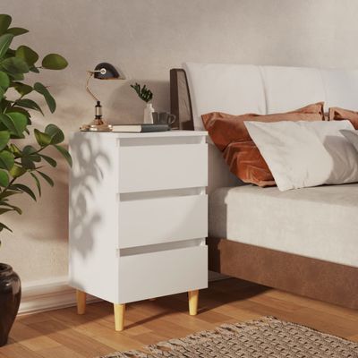 vidaXL Nočné stolíky 2 ks nohy z masívneho dreva biele 40x35x69 cm