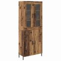 vidaXL Highboard Staré drevo 69,5 x 34 x 180 cm Kompozitné drevo