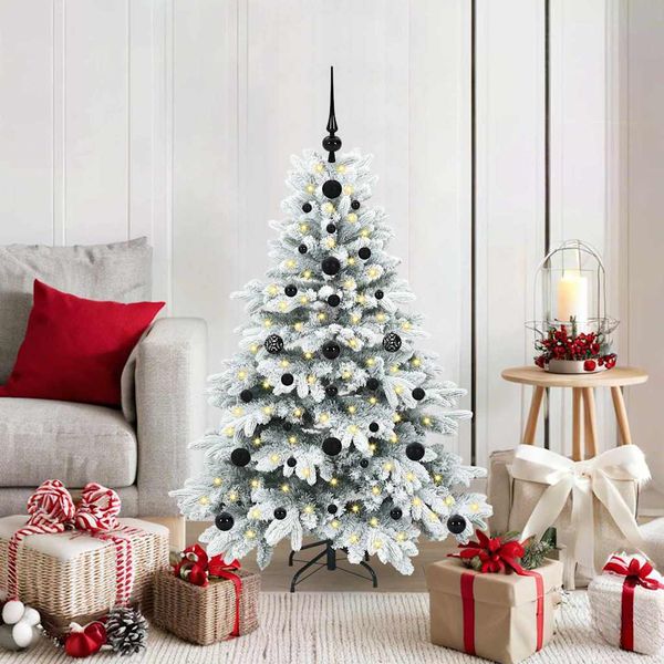 vidaXL Umelý vianočný stromček s 150 LED-i Biela 120 cm PE a PVC