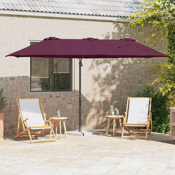 vidaXL Slnečník Bordeaux červená 372 x 198 x 243 cm Polyester a hliník