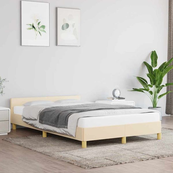 vidaXL Posteľ bez matraca krémová 120x200 cm látka