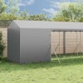 vidaXL Vonkajší koterec pre psov so strechou striebor. 2x14x2,5m oceľ
