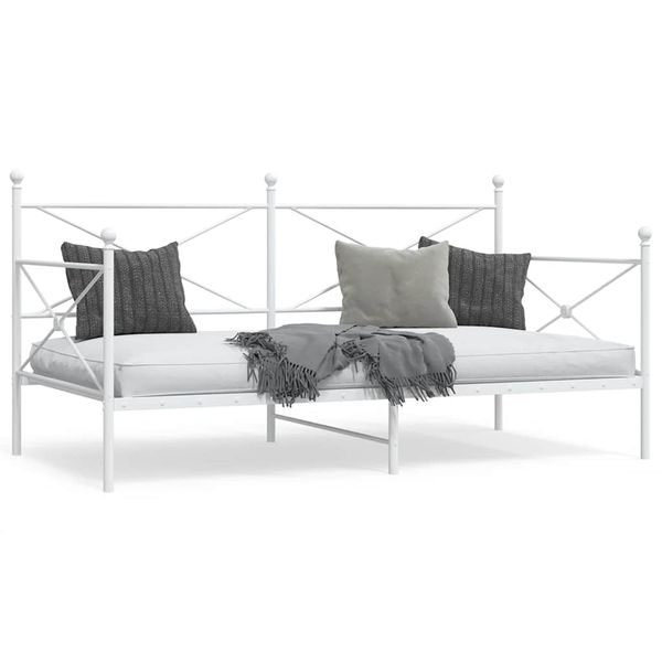 VidaXL Denná posteľ bez matraca Biela 100x190 cm Oceľ