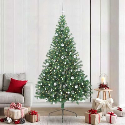 vidaXL Umelý predsvietený vianočný stromček Zelená 240 cm PVC