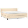 vidaXL Posteľný rám boxspring s matracom krémový 180x200 cm látka