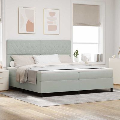 vidaXL Posteľ s pružinovým rámom Svetlosivá 200 x 200 cm Zamat