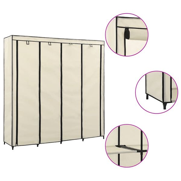 vidaXL Šatník so 4 priehradkami krémový 175x45x170 cm
