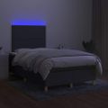 vidaXL Posteľ boxsping s matracom a LED tmavosivá 120x200 cm látka