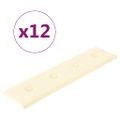 vidaXL Nástenné panely 12 ks krémové 60x15 cm umelá koža 1,08 m²