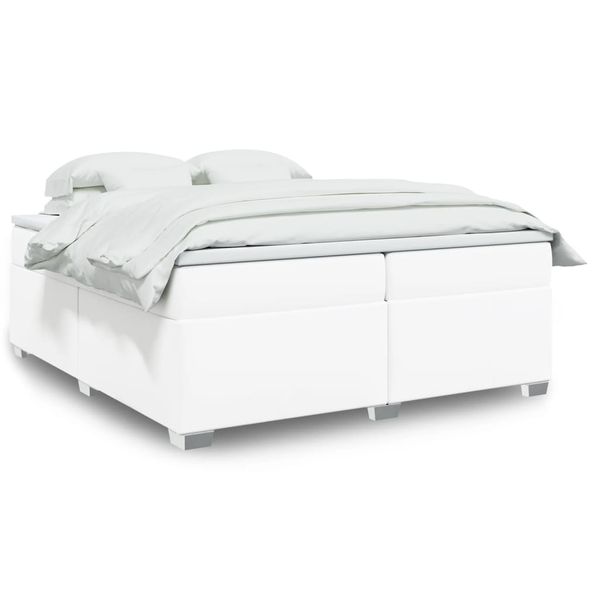 vidaXL Boxspring posteľ s matracom biela 200x200 cm umelá koža
