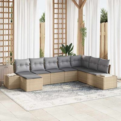 vidaXL Súprava záhradných pohoviek 8 pcs Beige a svetlo šedá polyratan