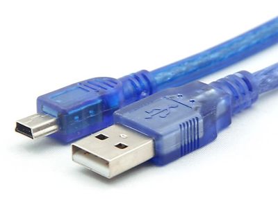 Kábel USB 2.0 konektor USB A/MINI-USB B (5 pinov) 1m modrý, feritové tienenie