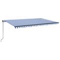 vidaXL Ručne zaťahovacia markíza s LED 500x300 cm modrá a biela